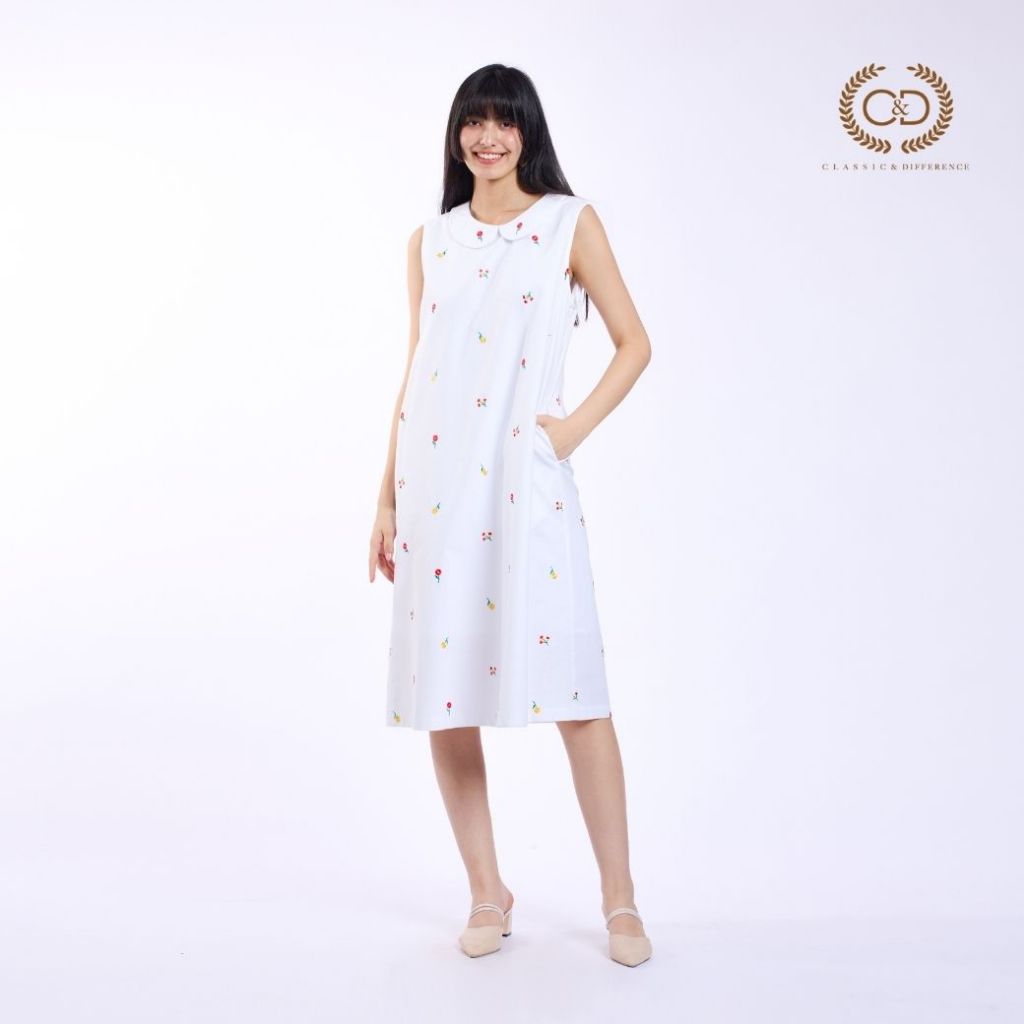 C&D White Komohana Dress Short sleeve White เดรส ไวท์ รูปที่ 3