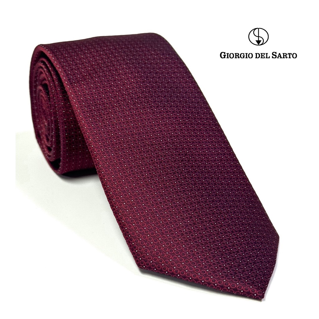 Giorgio Del Sarto Necktie 7.5 cm Red with Fabric Texture เนคไทสีแดงมีเท็กเจอร์