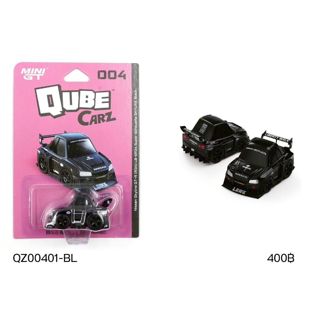 QZ00401-BL-MINI GT QUBE CARZ NISSAN LB-ER34 SUPER SILHOUETTE SKYLINE BLACK