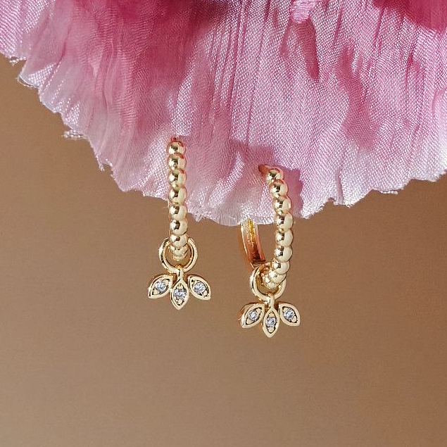 Vachana - Lotus Bubble Huggie Hoop Earrings (ต่างหูดอกบัว)