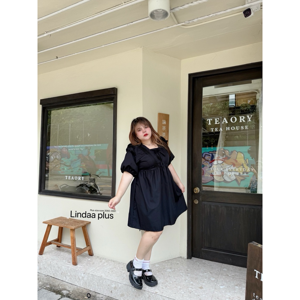 (ถูกสุด/มีส่งด่วน!⚡️) A176(LD) เดรสแขนตุ๊กตาสุดน่ารักผ้าคอตตอนเนื้อดี สาวอวบไซส์ใหญ่ - รูปที่ 6