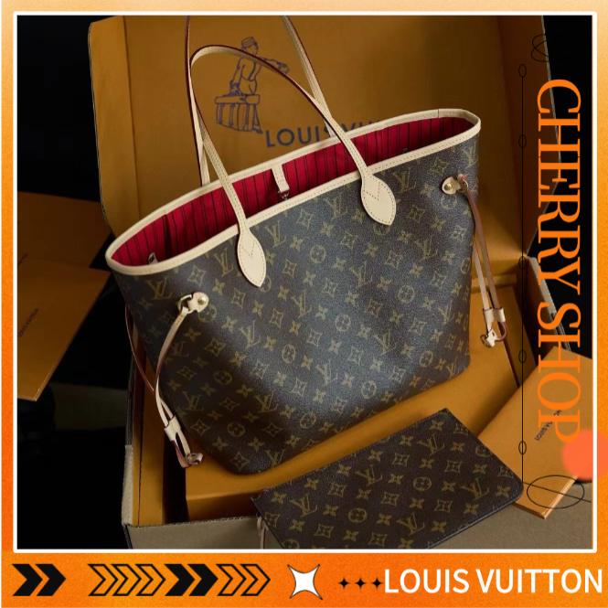 🍒LV MM Women's Shopping Bag, Cherry Red