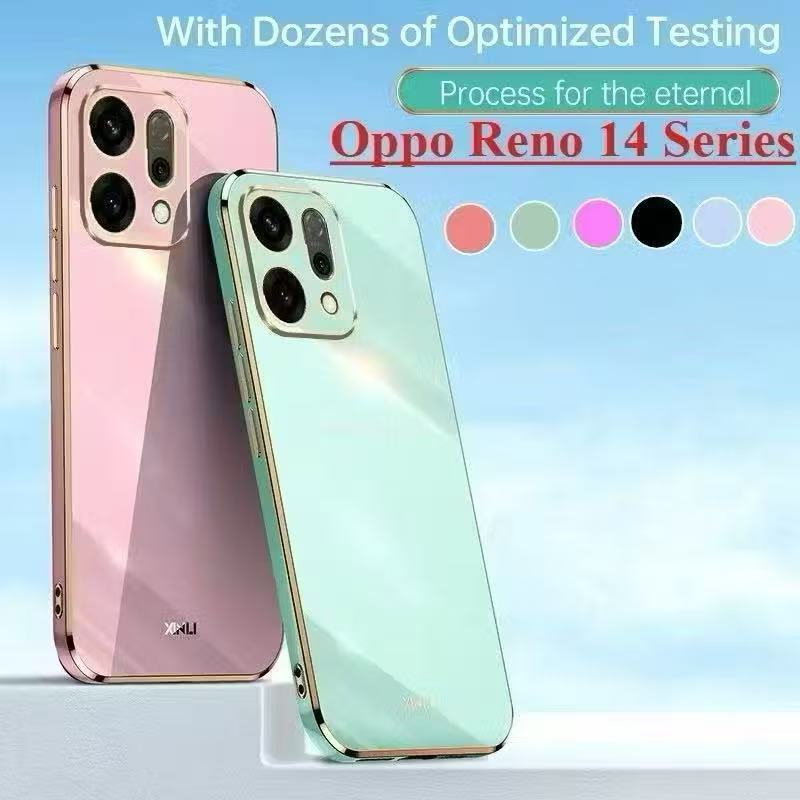 เคสสีพื้น สำหรับ Oppo Reno14 14F Reno13 13F Reno12 Pro Reno12F Reno11 Pro Reno11F Reno10 Pro ขอบเงา