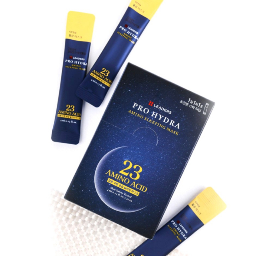 Leaders Pro Hydra Amino Sleeping Mask 4mLx30ซอง สลิปปิ้งมาส์กกรดอะมิโนช่วยฟื้นฟูผิว บำรุงผิวกระจ่างใ
