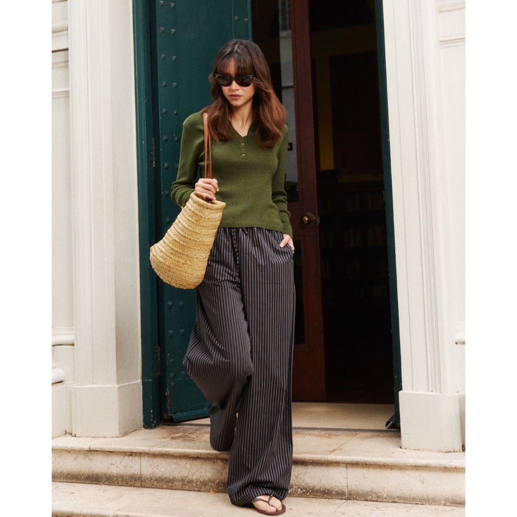 AMR DE SAISON ( AIMER ) - Drawstring Cotton Trousers กางเกงยางยืด ผ้าฝ้าย