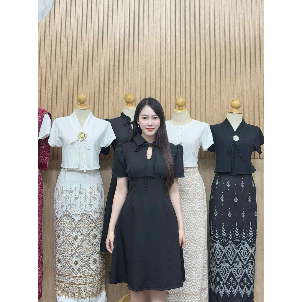 TANTANOD-รหัสPP5 เดรสคอปกกระโปรงบานเล็ก