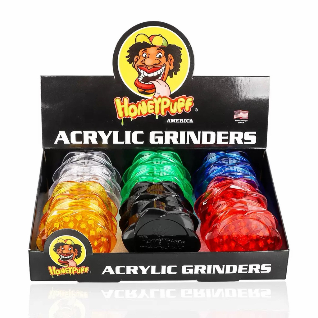 ( พร้อมส่งในไทย ) ที่บด เครื่องบดสมุนไพร 67mm. พลาสติกแข็ง 3 ชั้น คละสี ทรงดอกไม้ ฟันคม จับถนัดมือ