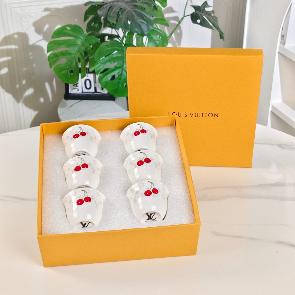 LV's cherry [Türkiye Cup] luxury bone china 6 small tea cup gift box