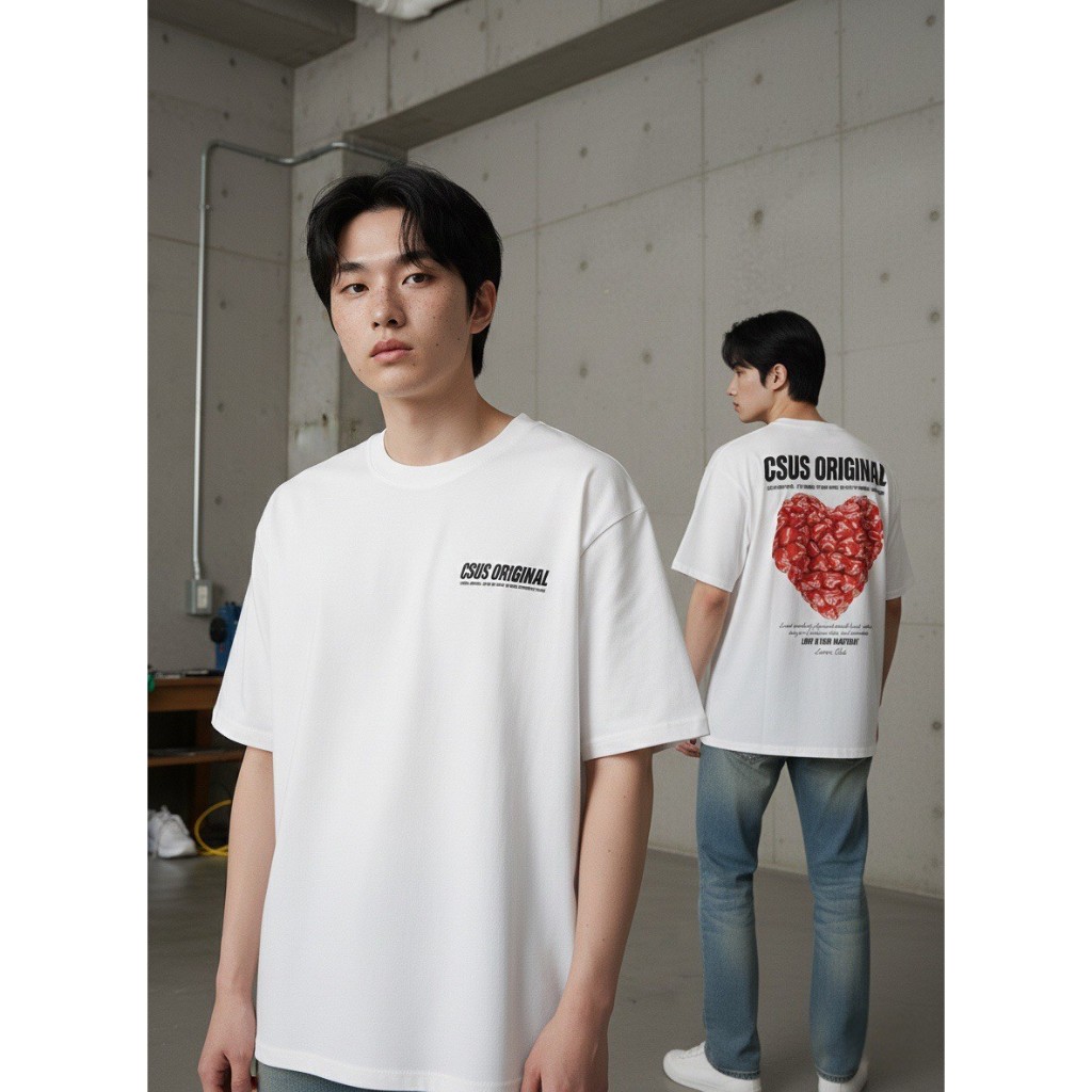 CASSIUS PREMIUM COTTON 100% OVERSIZE สกรีนลาย พรีเมี่ยม & CSUS ORIGINAL หัวใจสีแดง