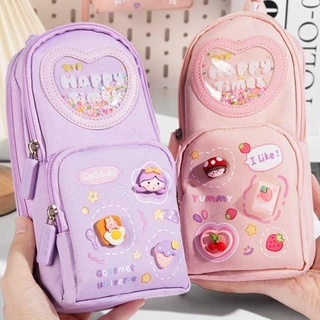 [สินค้าพร้อมส่งในไทย]กระเป๋าดินสอ เหมาะสำหรับเด็กผู้หญิง กล่องใส่ดินสอนักเรียน ทรงกระเป๋าเป้ จุเยอะ