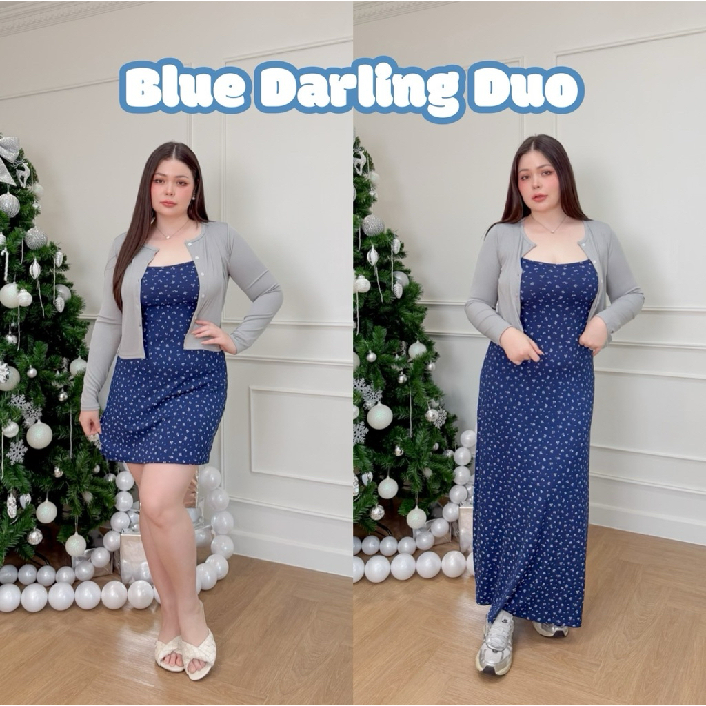 Lady M | Blue Darling Duo set plussize เสื้อคลุมมาพร้อมเดรสมีให้เลือกทั้งแบบสั้นและยาว สำหรับสาวอวบ ใส่เที่ยวทะเล คาเฟ่