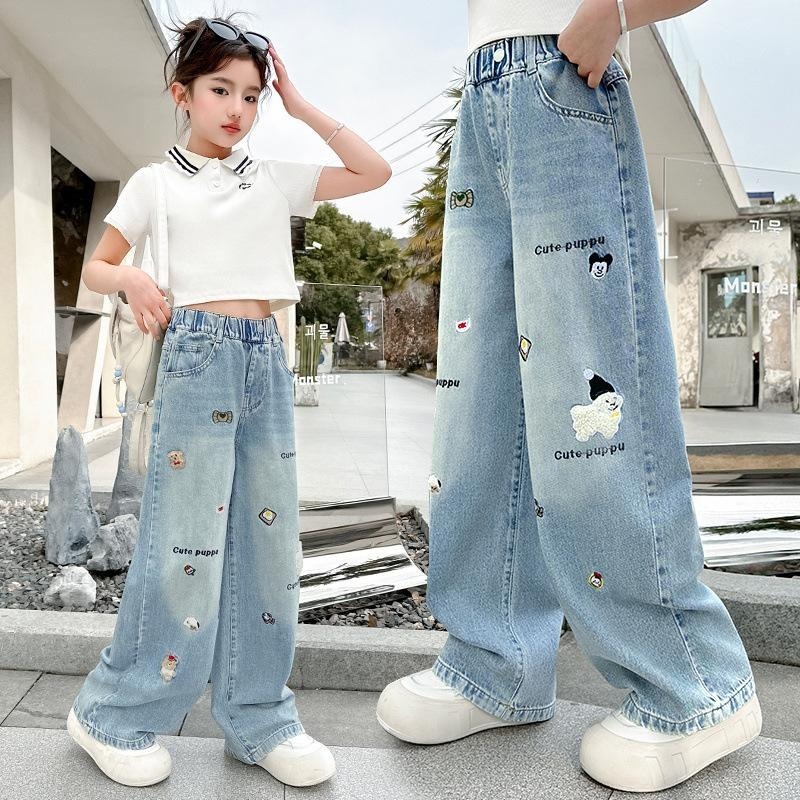 2025 Summer Collection Women's Tencel Jeans Wide-Leg Breathable Kids' Casual Pants Stylish and Comfortable