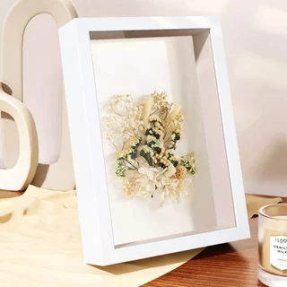 กรอบรูป 3D cutout กรอบรูปอะครีลิคลึก DIY ขอบสีขาว ลึก 3 ซม. กรอบรูปตกแต่งบ้าน