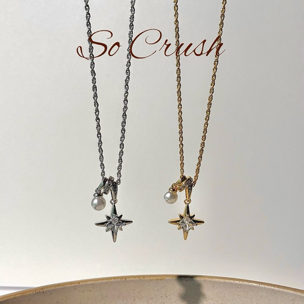 Socrush.bkk | AURORA NORTH necklace | SN- 076 | สร้อยคอ จี้ดาว ดาวเหนือ จี้มุก เพชร