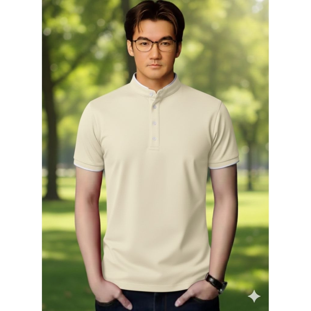 เสื้อโปโลคอจีนผ้าโพลีเอสสวมใส่สบายระบายอากาศได้ดีใส่ได้ทุกโอกาศรักษาง่ายไม่หดไ ม่หดไ ม่ย้วยสีไม่ตก