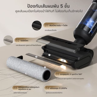 [PP Krit] Simplus Wet & Dry Vacuum เครื่องดูดฝุ่นถูพื้น เป่าแห้งด้วยลมร้อน 55°C เอนได้ 180° ดูดแรง 21,000Pa XDJH005