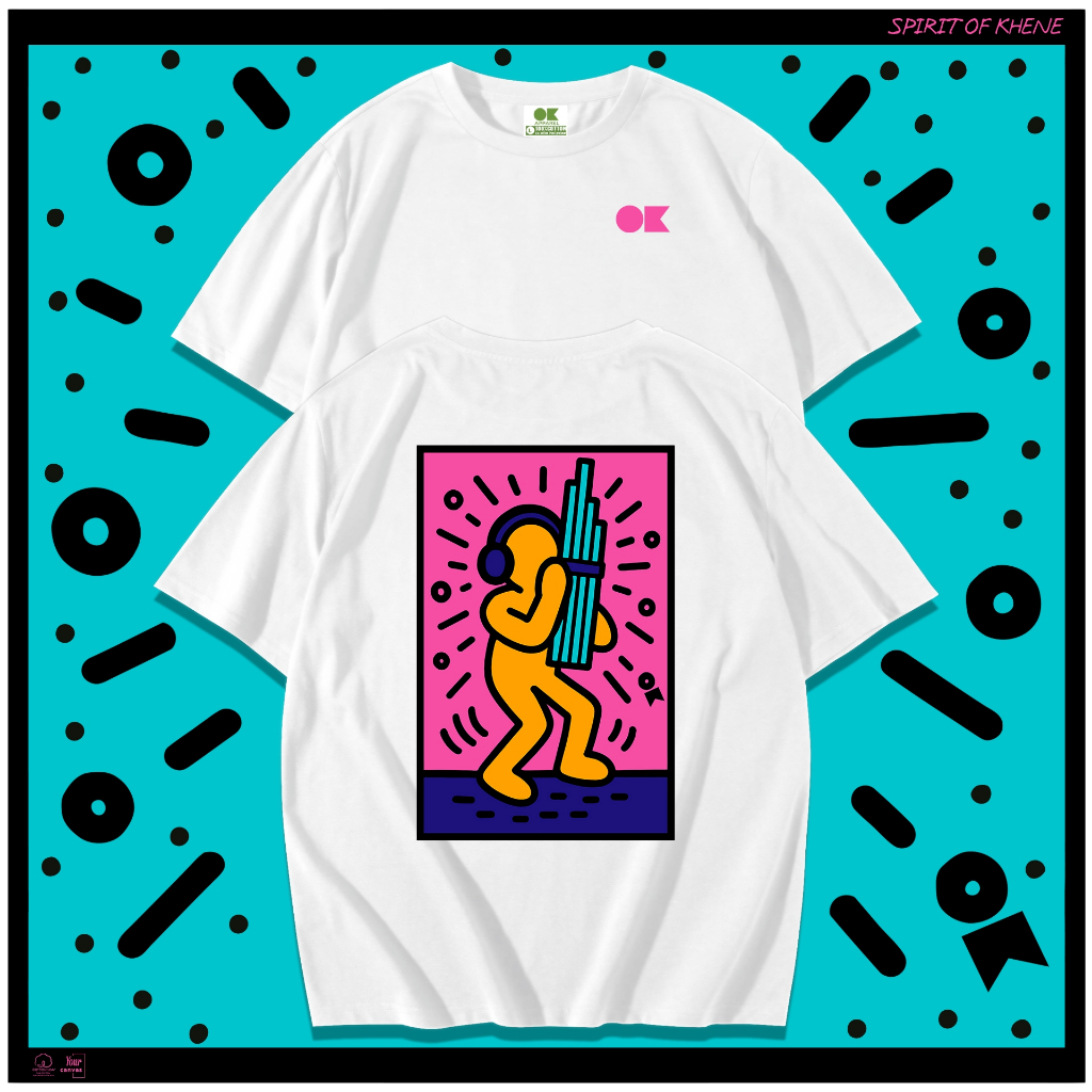 OK Apparel เสื้อยืดคอกลมแขนสั้น ลาย bamboo mouth organ Oversize Cotton ⚡️USAคุ้มสุด!⚡️