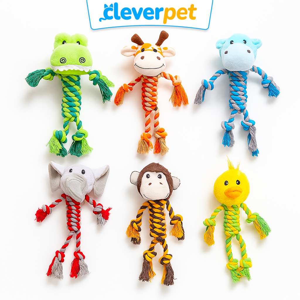 [ส่งฟรี🇹🇭] CleverPet ของเล่นสุนัข บีบมีเสียง แข็งแรงทนทาน ตุ๊กตาสุนัข ของเล่นหมา Rope Animal Dog Toy