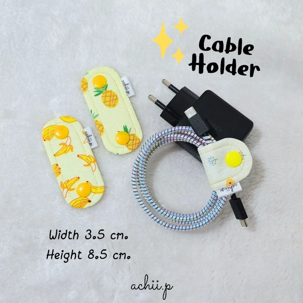 ❥ achii.p | Cable Holder Size M : สายรัดผ้าแฮนด์เมด ที่รัดสายชาร์จ ที่รัดสายหูฟัง จัดระเบียบ ผ้าคอตตอน 100%