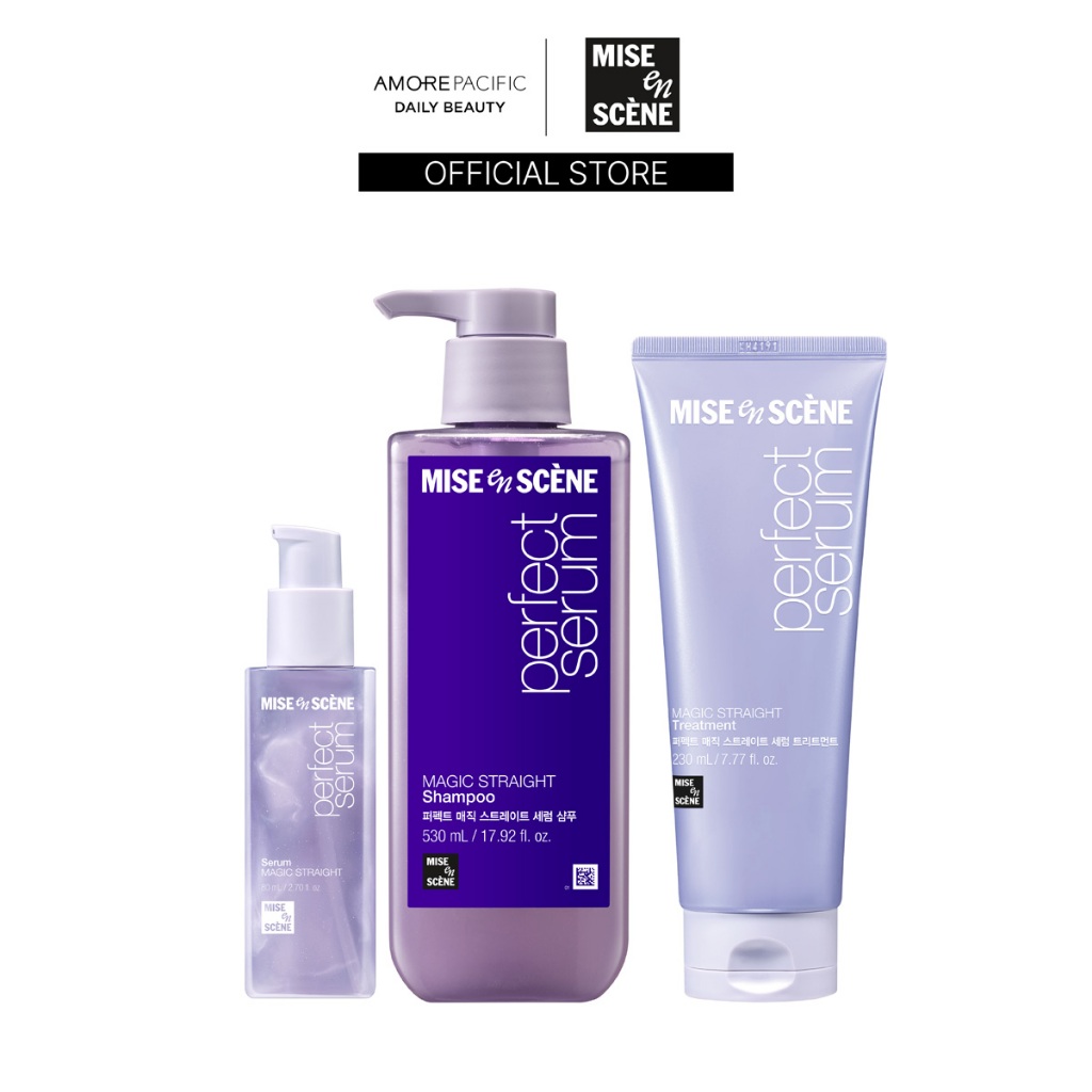 [เซตบำรุง] Perfect Serum Magic Straight Shampoo 530ml + Rinse Conditioner 530ml +Serum 80ml