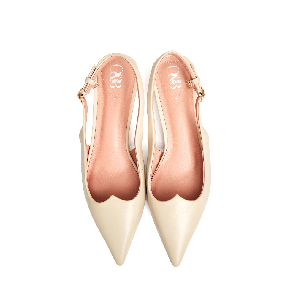 O&B รองเท้าส้นสูงหนังวัวแท้ รุ่น QUEEN HEELS IN BEIGE HEART-11281SC11714F_H5BEXX - รูปที่ 2