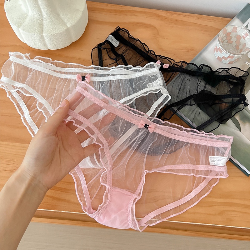 Peony & Lace กางเกงในผู้หญิง สไตล์ญี่ปุ่น เอวต่ำ ยืดหยุ่น ตาข่าย ซิมเปิล บางเบา ระบายอากาศดี ถุงสามเหลี่ยม เซ็กซี่ #Y19 - รูปที่ 2