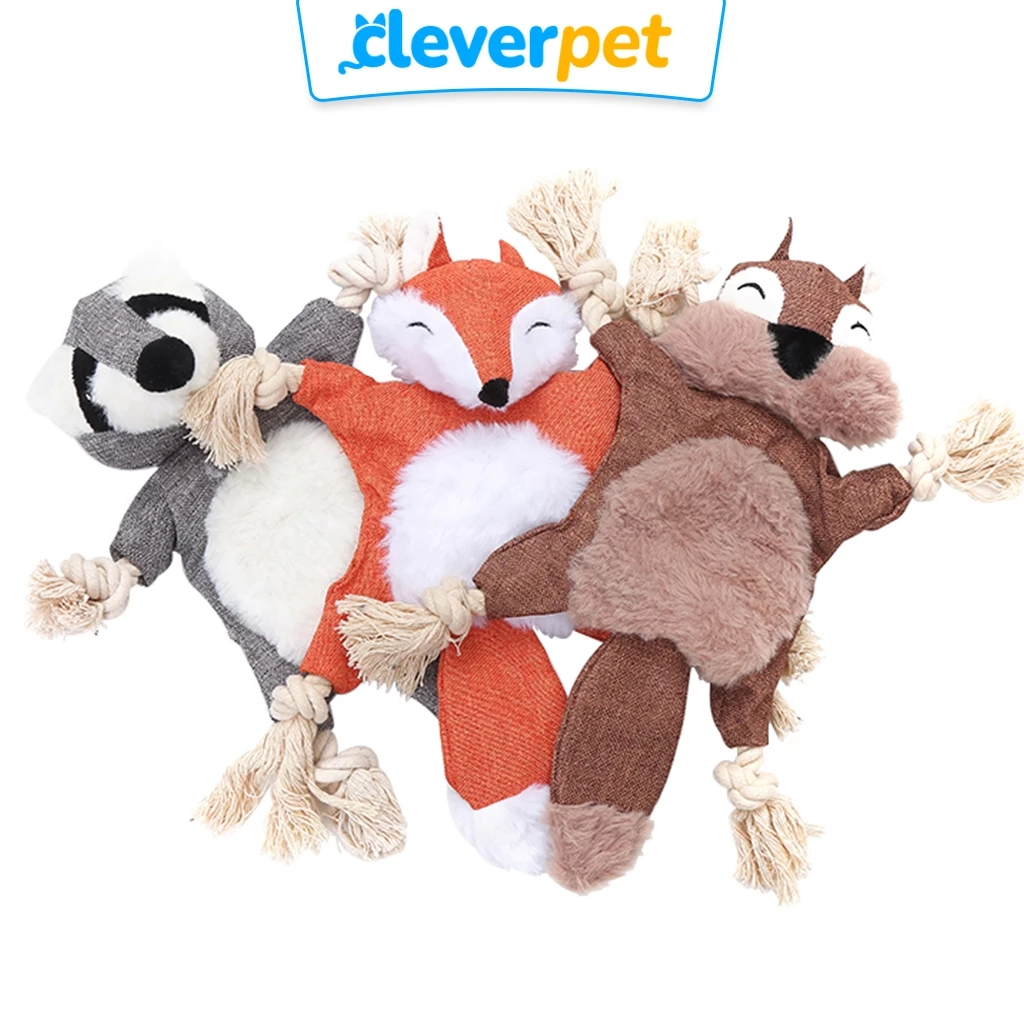 [ส่งฟรี🇹🇭] CleverPet ของเล่นสุนัข บีบมีเสียง ตุ๊กตาหมา จิ้งจอก กระรอก แรคคูน Animal Dog Toy