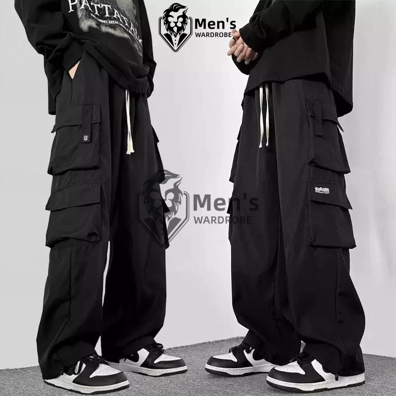 L-5XL กางเกงยูทิลิตี้ขายาว 4 กระเป๋า ไซส์ใหญ่ ขากว้าง ทรงหลวม สไตล์สตรีท ใส่สบาย