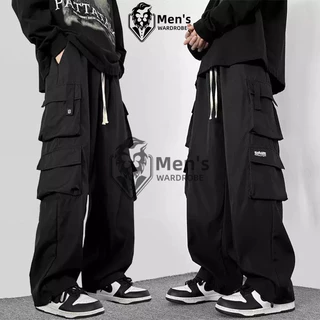 L-5XL กางเกงยูทิลิตี้ขายาว 4 กระเป๋า ไซส์ใหญ่ ขากว้าง ทรงหลวม สไตล์สตรีท ใส่สบาย