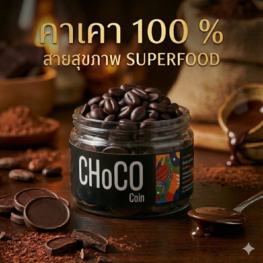 🍫 CHoCO Coin SUPERFOOD – Dark Chocolate 100% (120g) ดาร์กช็อกโกแลต 100%
