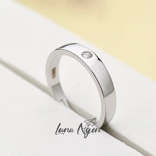แหวนเงินแท้ 925 ฝังเพชรสวิส(CZ) กว้าง 6 มิลลิเมตร ผู้ชาย Luna Ngen.