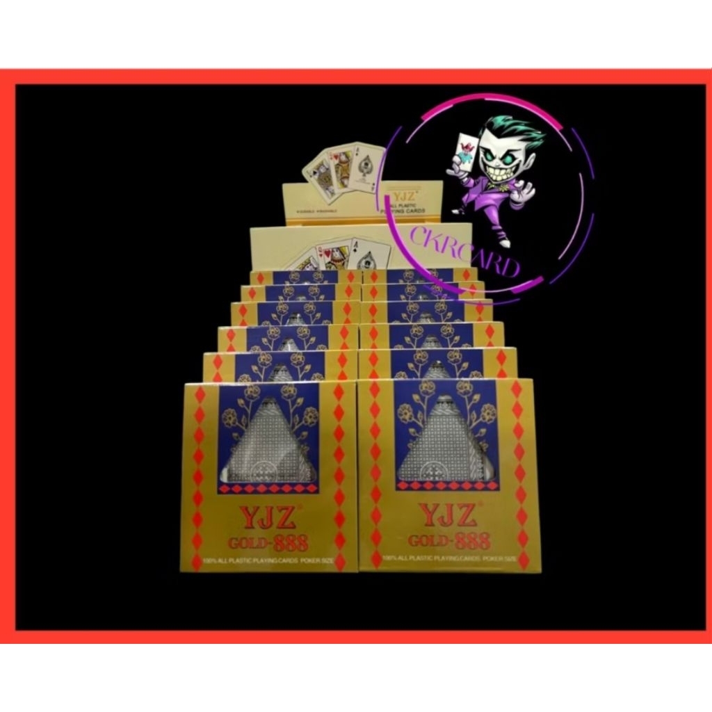 888 YJZ ขอบทอง พลาสติก อย่างดี (12 สำรับ)