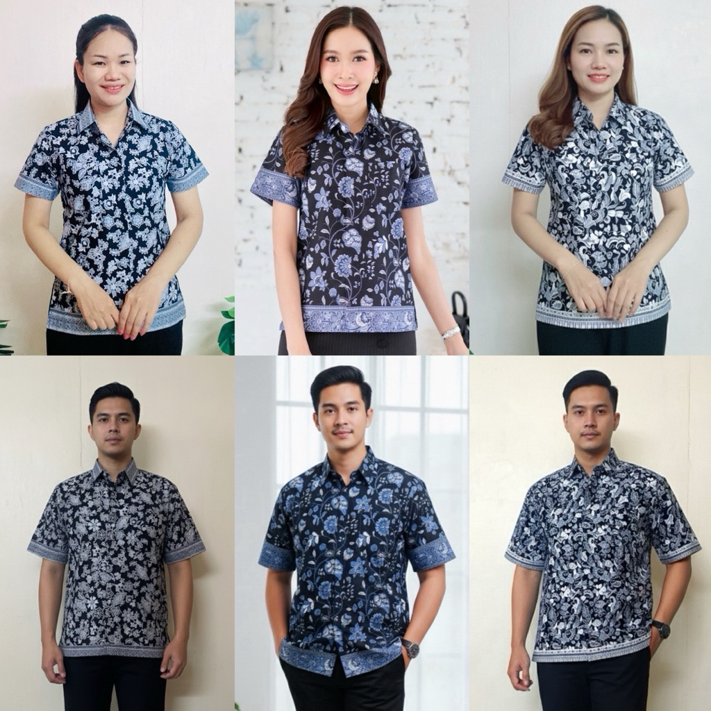 เสื้อเชิ้ตลายปาเต๊ะสีดำ ชาย-หญิง