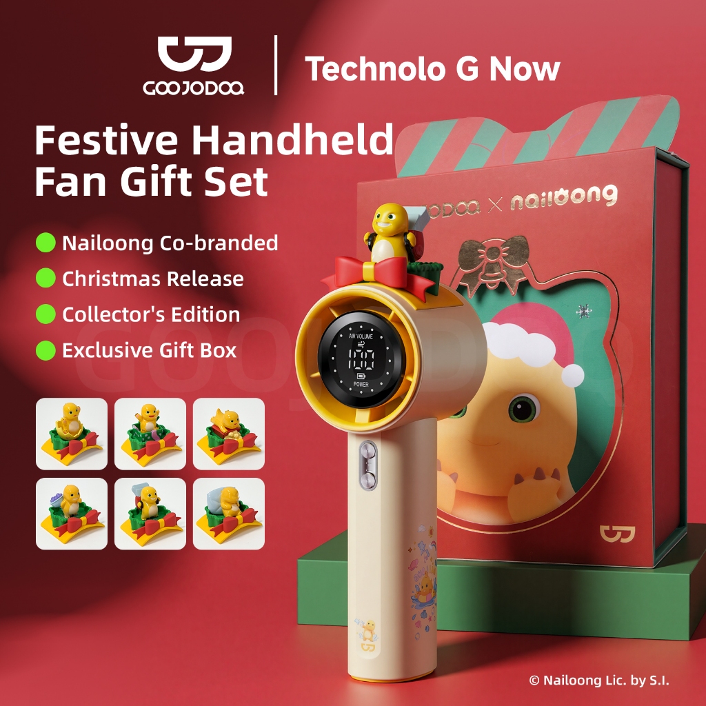 GOOJODOQ Gfs001 Nailoong Christmas พัดลมพกพา 4000mah พัดลม พัดลมไอเย็น พร้อมจอแสดงผล พัดลมมือถือ