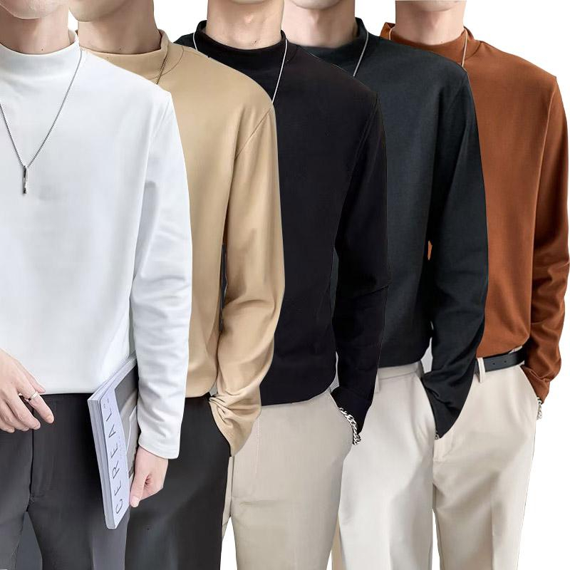 เสื้อชั้นในคอเต่าสไตล์เกาหลีสไตล์เรโทรสำหรับผู้ชาย อบอุ่นและสวมใส่สบาย เสื้อยืดแบบยูนิเซ็กซ์ [COD]