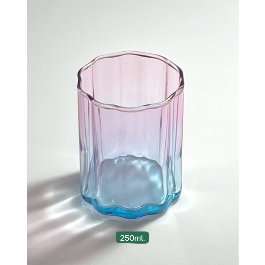 Petal glass แก้ว ใส ทรงสูง ลายลอน น้ำ กาแฟ รูปที่ 6