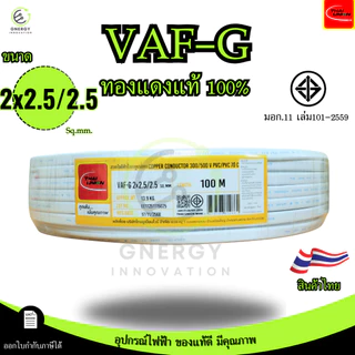 Thai Union สายไฟ VAF-G 2x2.5/2.5 sq.mm. ความยาว 20/30/50/100 เมตร มาตรฐาน มอก.11 เล่ม101-2559