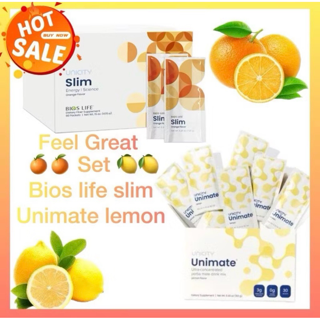 Set FEEL GREAT Bios life slim + Unimate Lemon สินค้านำเข้า แท้100%