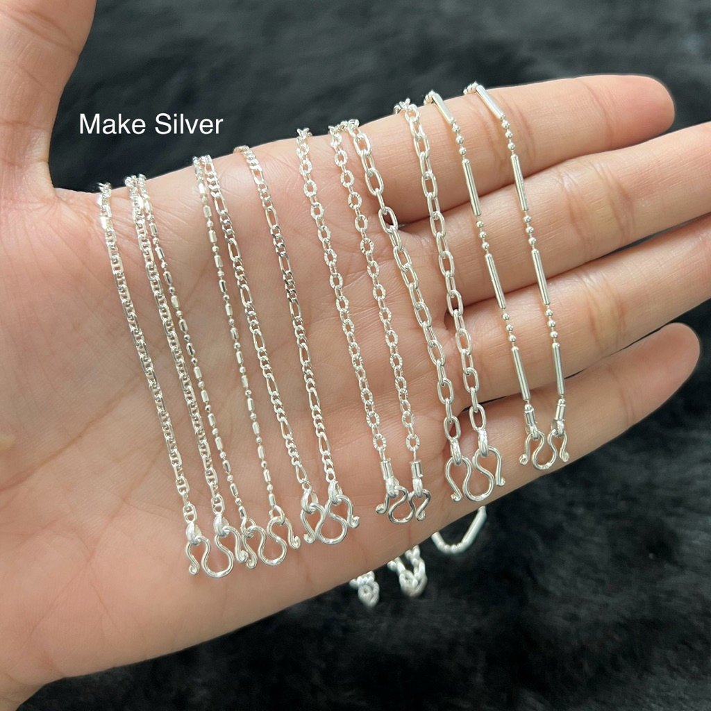 สร้อยคอเงินแท้92.5% [แถมฟรี น้ำยาล้างเงิน 30ml + พร้อมใบรับประกัน]Make Silver