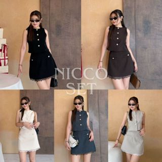 NICO SET:: ชุดเซ็ท 2 ชิ้นกระโปรงสั้น ชุดเซ็ทกระโปรงสั้นแต่งล…