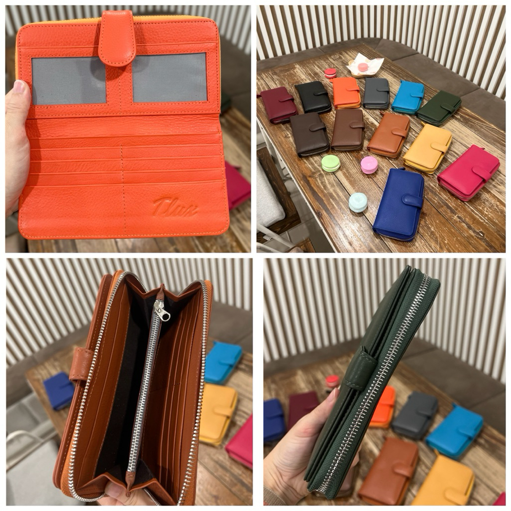 TLux item 77 หนังวัวชามัวร์พ่น กระเป๋าสตางค์หนังแท้ใบยาว หนังวัวแท้ กระเป๋าสตางค์ซิปรอบ ใส่บัตรได้เยอะ ใส่แบงค์ได้มาก - รูปที่ 3