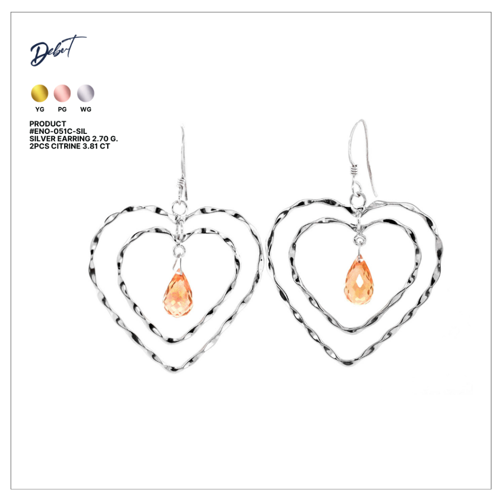 ต่างหูเงินแท้ 925 Debutgem ประดับพลอย CI รุ่น ENO-051C-SIL พร้อมแป้น