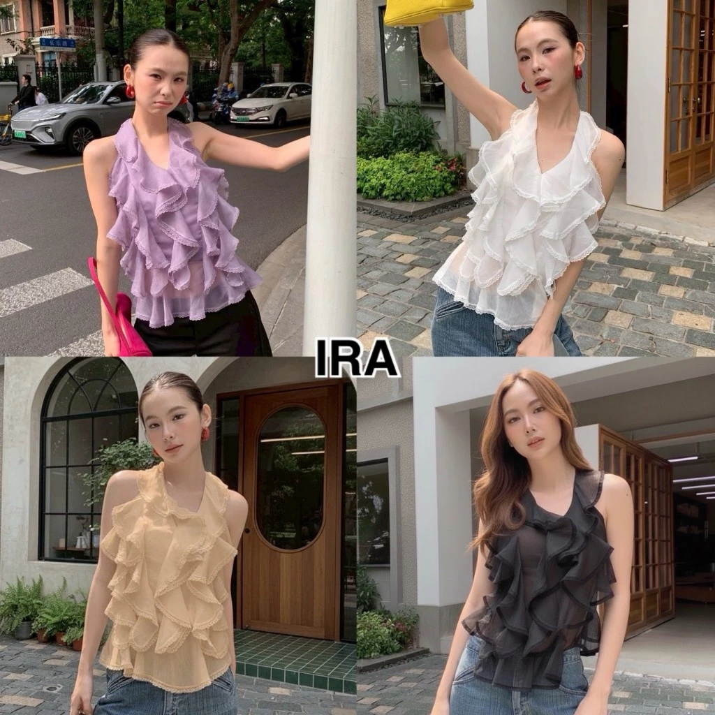 BY IRA 6392 Kate Top เสื้อคล้องคอแต่งระบาย เปิดหลัง เซ็กซี่มีระดับ