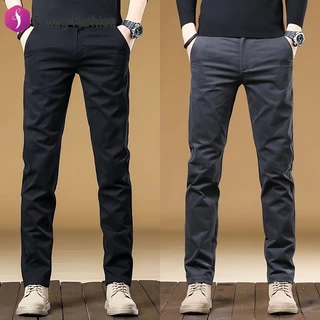 Fancy Fashion กางเกงชิโน่ผ้ายืดสำหรับผู้ชาย ไม่ต้องรีด ทรงสลิมฟิต กางเกงขายาวทรงตรงลำลอง