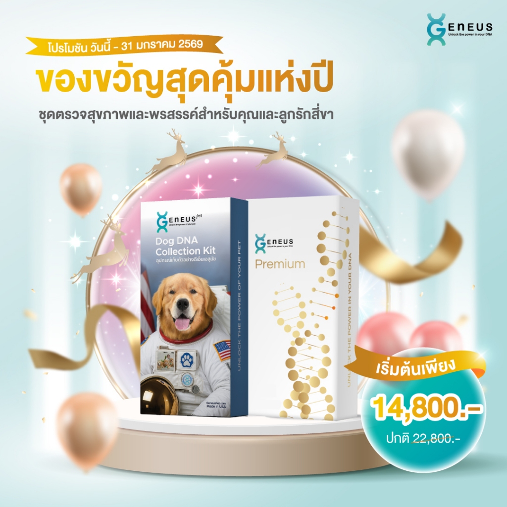 Family Pack | แพ็กครอบครัวรู้ใจ Geneus Pet + Geneus DNA Premium ตรวจ DNA สุขภาพ พรสวรรค์ นิสัย ภูมิแ