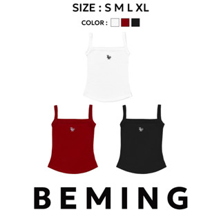 Bemingtop1081(S-XL)-BMG Ribbed Tank - เสื้อกล้ามสายเดี่ยว ปั…