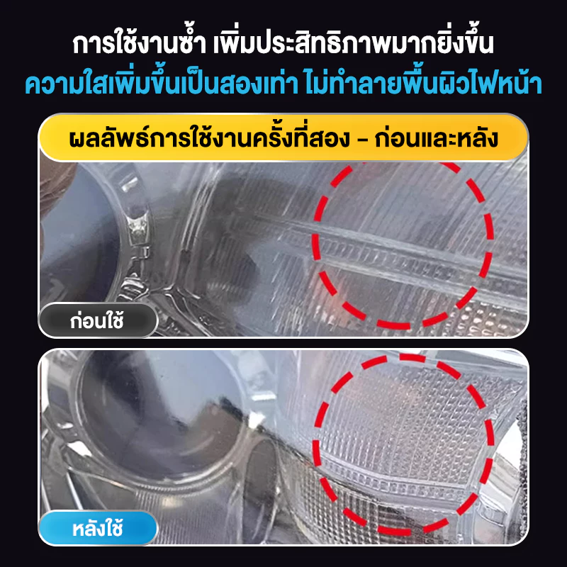 SUPER WASH น้ำยาขัดโคมไฟหน้ารถยนต์ ไม่ต้องถอดออก ไม่ทำลายไฟหน้ารถ เช็ดแล้วเงางามทันที ใช้งานง่าย 120ml thumbnail 7