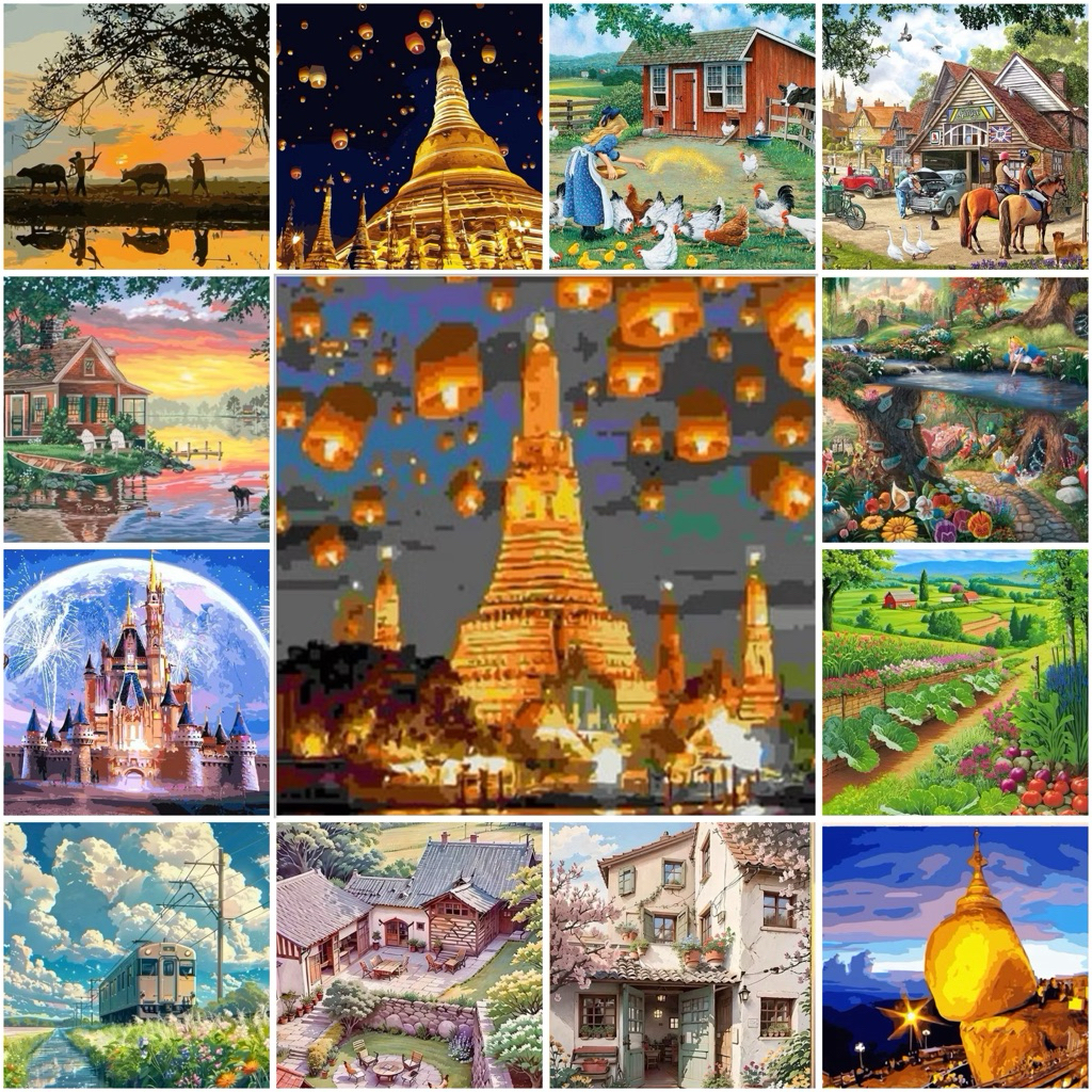 ครอสติสคริสตัล ปักครอสติส ขนาด 30 x 40 cm ภาพติดเพชร diamond painting ศิลปะ