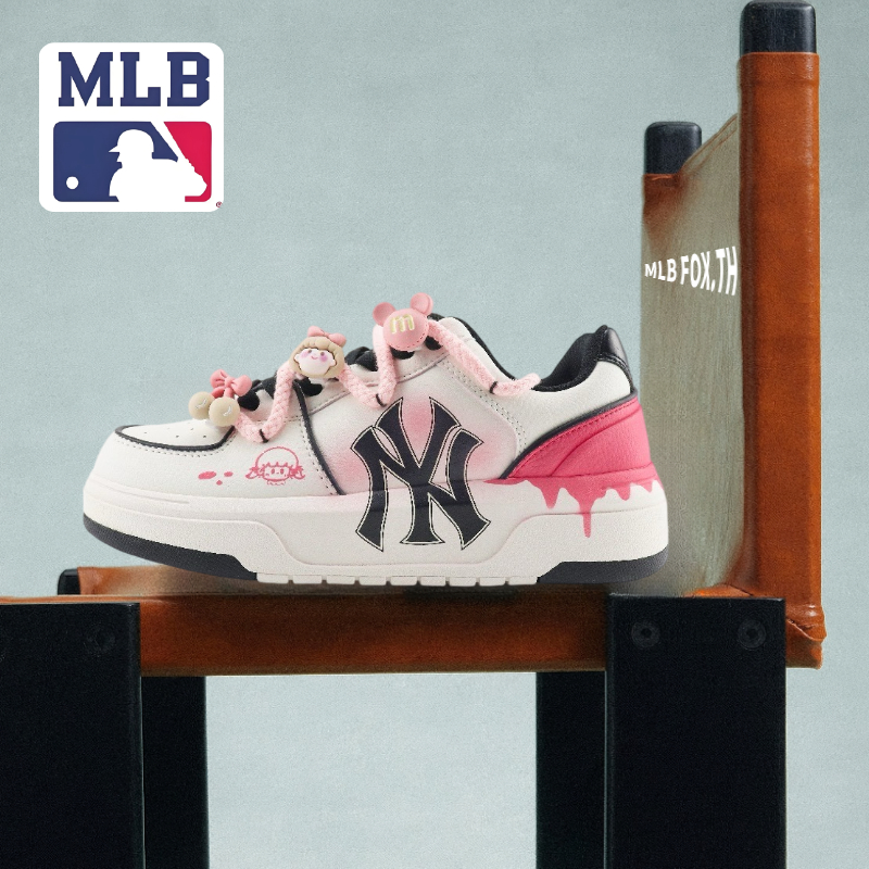 (💯ของแท้ 100%)  MLB Chunky Liner pink Low Barefoot Sneaker 3ASXCA12N-50WHS