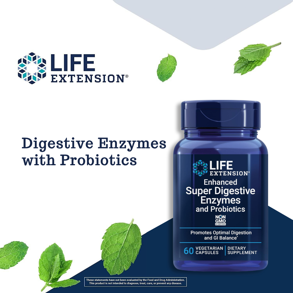 Life Extension Enhanced Super Digestive Enzymes with Probiotics 60 แคปซูลมังสวิรัติ